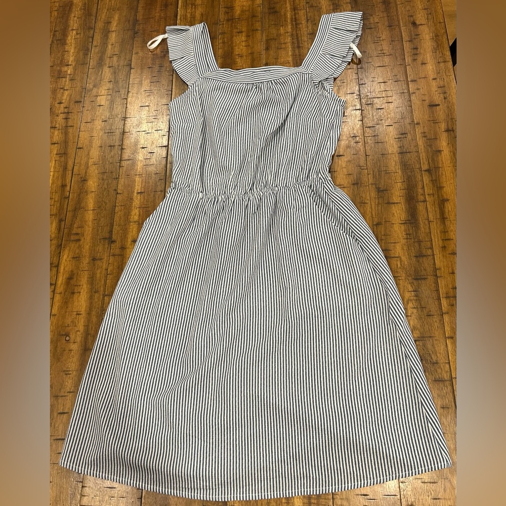 Monteau Los Angeles Blue and White Striped Mini Dress - Picture 1 of 3